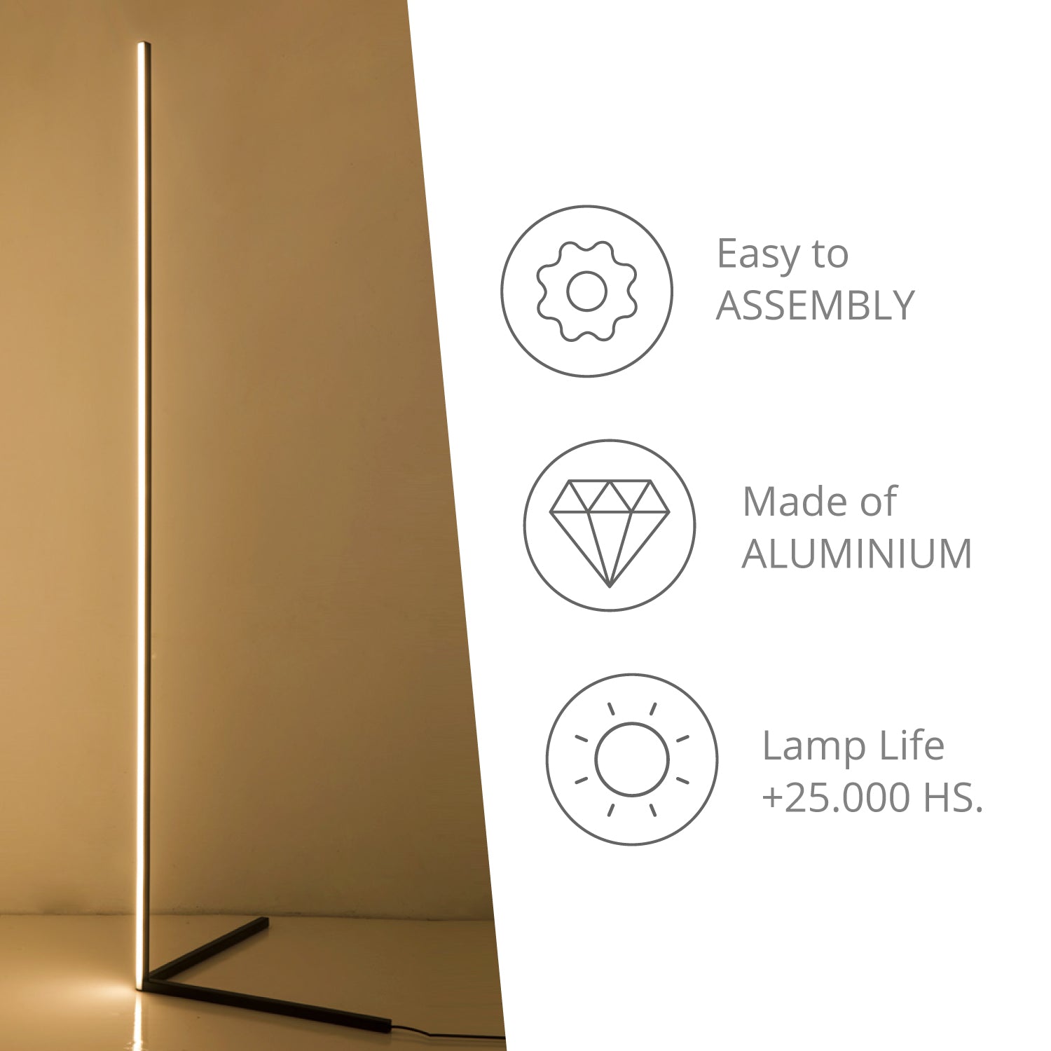Corner Floor Lamp Led | Minimal Nordic Decoration Standing Tripod Lamps  Ligh (Warm White)