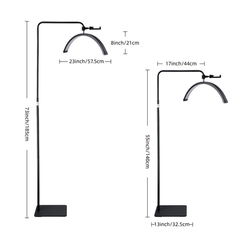 BRÜUN Beauty 30W Moon Lash Light | A 24 Inches Adjustable LED Floor Lamp for Estheticians, Lash Technicians, and Nail Artists - Ideal Eyelash Extensions with Phone Holder and Remote Control