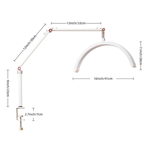 BRUUN Beauty 20W Moon Lash Light | A 16 Inches Adjustable LED Lamp for Estheticians, Lash Technicians, and Nail Artists - Ideal Lamp for Eyelash Extensions and Tattoo