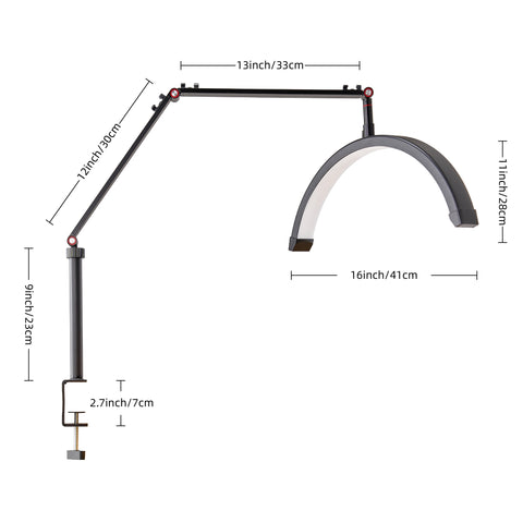 BRUUN Beauty 20W Moon Lash Light | A 16 Inches Adjustable LED Lamp for Estheticians, Lash Technicians, and Nail Artists - Ideal Lamp for Eyelash Extensions and Tattoo