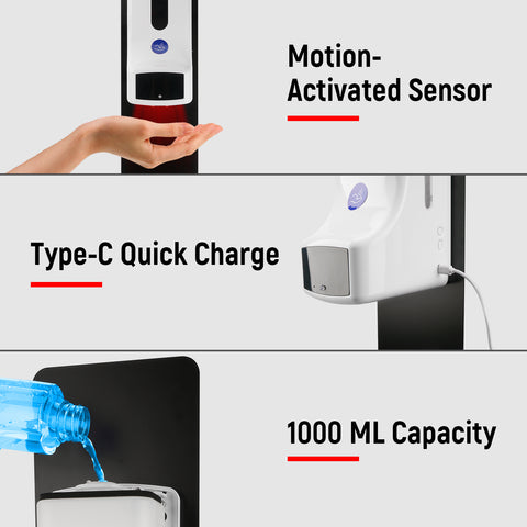 "30% Discount on Open Box" BRÜUN Stand Thermometer Intelligent Automatic Disinfection Alcohol Dispenser Two In One