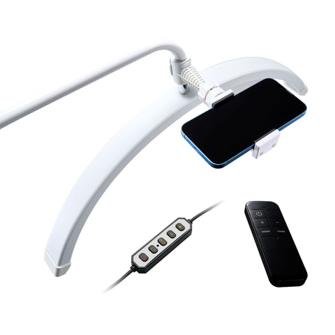 BRÜUN Beauty 30W Moon Lash Light | A 24 Inches Adjustable LED Floor Lamp for Estheticians, Lash Technicians, and Nail Artists - Ideal Eyelash Extensions with Phone Holder and Remote Control