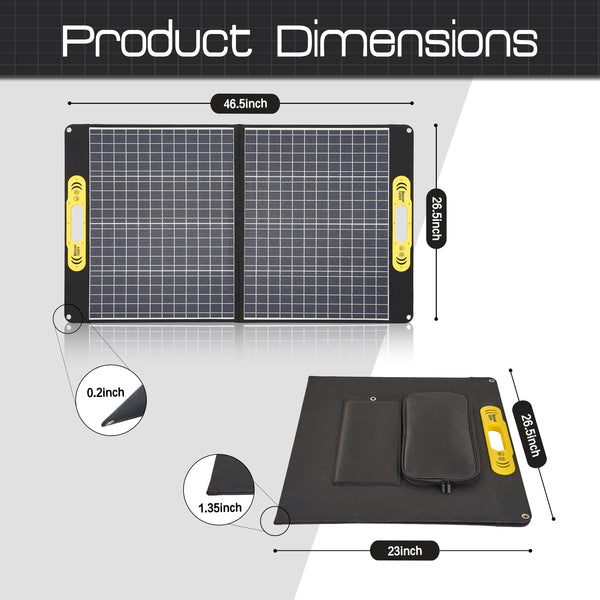BRÜUN – 120W Portable Solar Panel – 2 USB Type A and 1 Type C Port - Perfect Off Grid Mini Foldable Water Proof Panel for Power Station Use