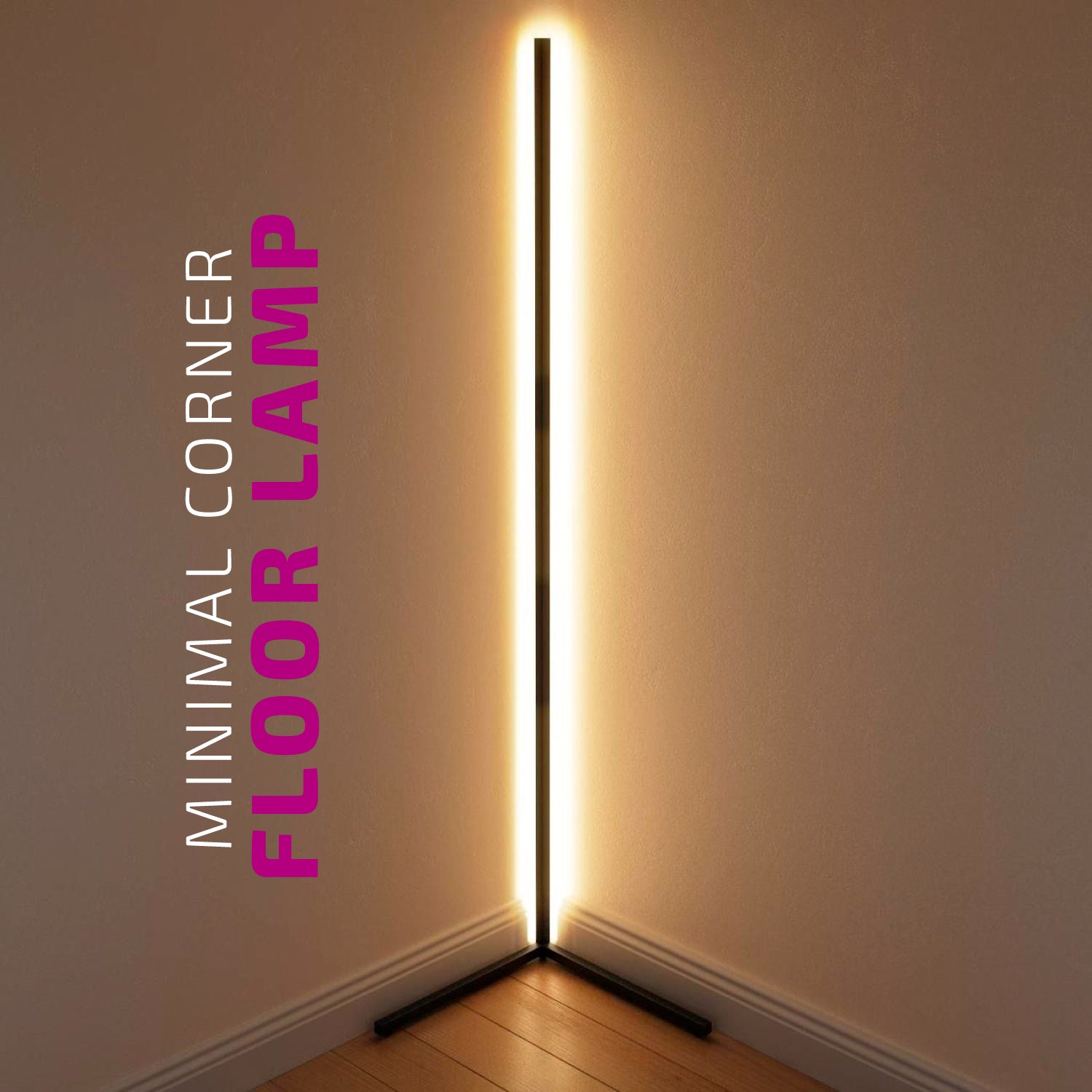 TXONE Modern Led Corner Floor Lamp With Remote Control Dimmable Floor Lamp With 3 Color Temperatures (3000K-6500K) Standing Floor Lamp For Living Room, Bedroom, Office (Black