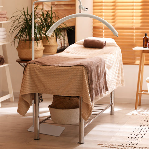 BRÜUN Beauty 50W Moon Lash Light | A 28 Inches Adjustable LED Floor Lamp for Estheticians, Lash Technicians, and Nail Artists - Ideal Eyelash Extensions Lamp with Phone Holder