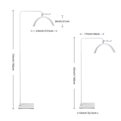 BRÜUN Beauty 30W Moon Lash Light | A 24 Inches Adjustable LED Floor Lamp for Estheticians, Lash Technicians, and Nail Artists - Ideal Eyelash Extensions with Phone Holder and Remote Control