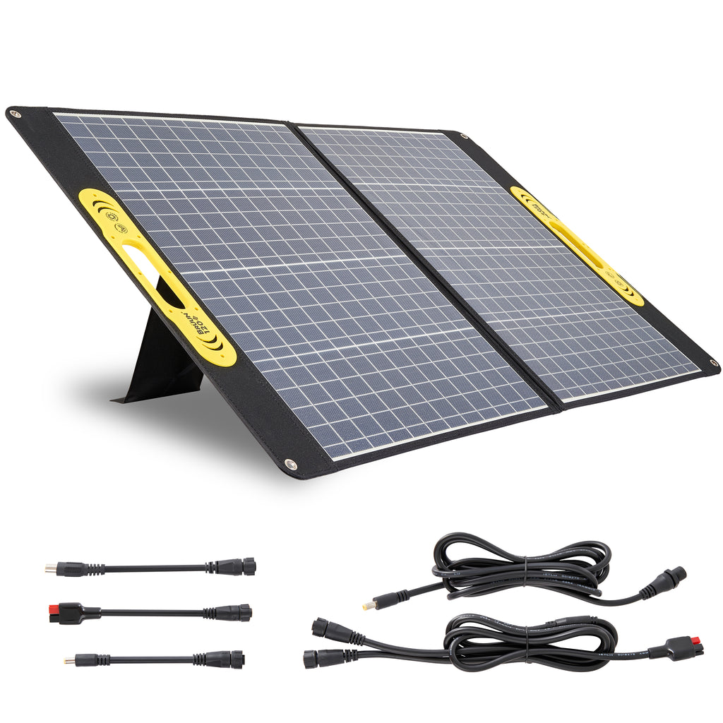 BRÜUN – 120W Portable Solar Panel – 2 USB Type A and 1 Type C Port - Perfect Off Grid Mini Foldable Water Proof Panel for Power Station Use