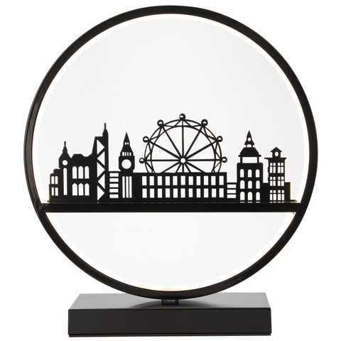 Warm White Bedside Table LED Lamp - Nature Design Decorative Room Illuminant with Internal Round Shaped Night Light